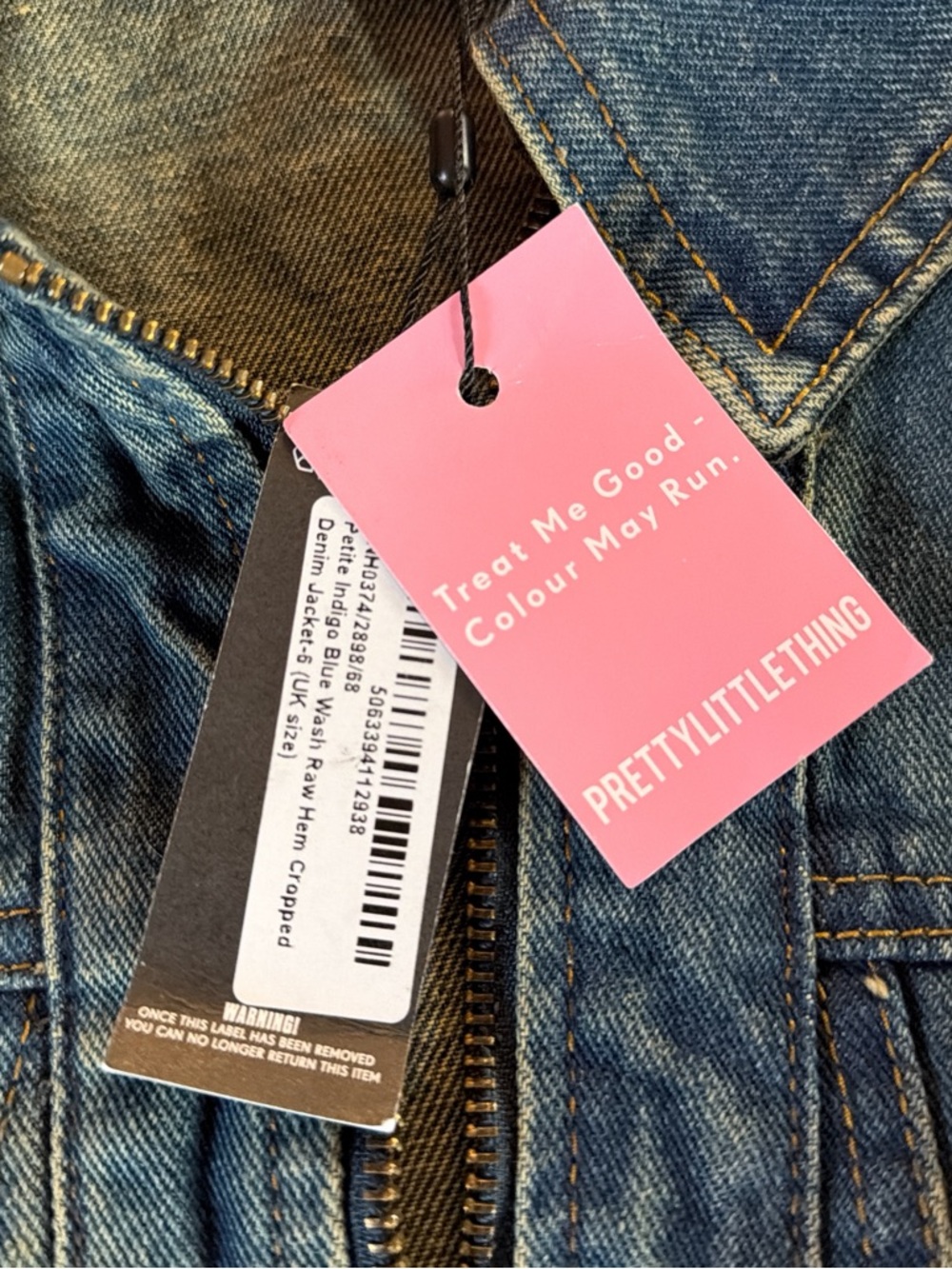 PrettyLittleThing Denim Cropped Jacket - Picture 6 of 6
